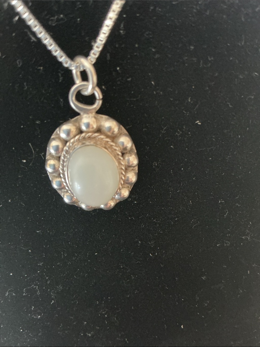 Vintage Style Silver Pendant Necklace with Light Blue Stone